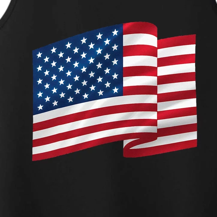 United States Of America Flag Waving Performance Tank