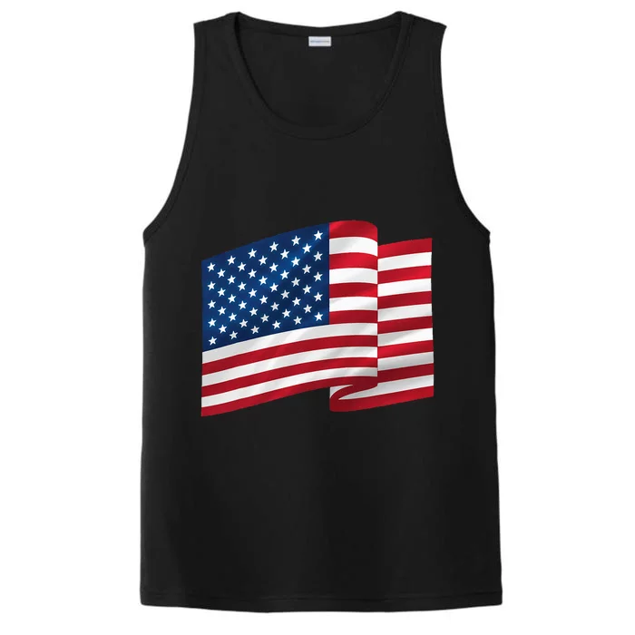 United States Of America Flag Waving Performance Tank