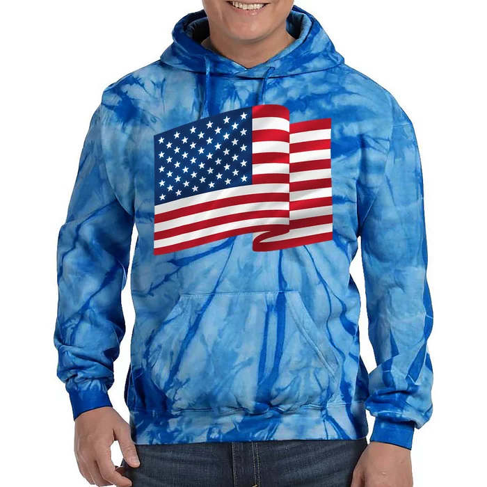 United States Of America Flag Waving Tie Dye Hoodie