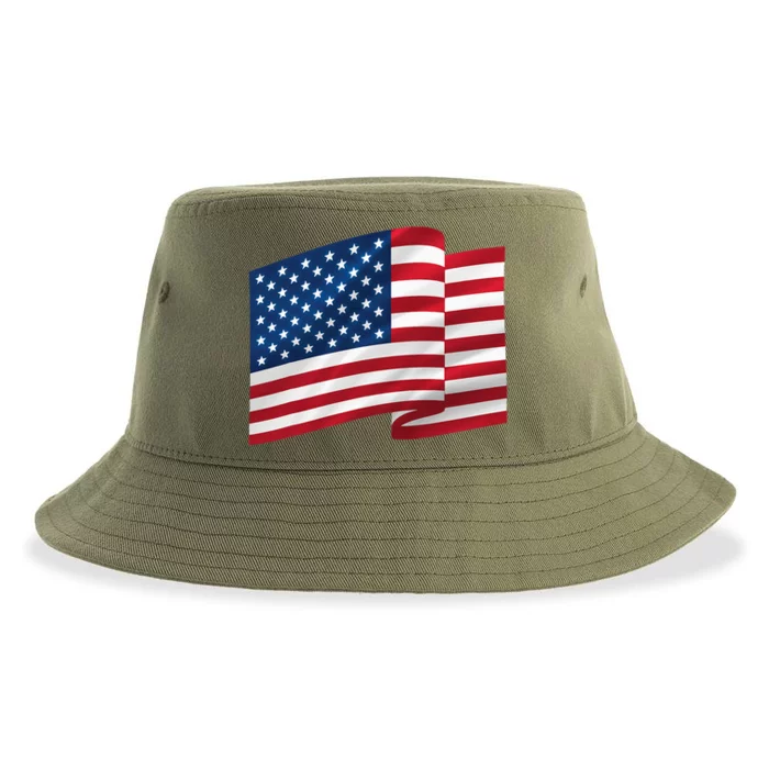 United States Of America Flag Waving Sustainable Bucket Hat