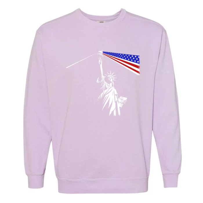 Usa Statue Of Liberty 4th Of July Novelty Funny Patriotic Garment-Dyed Sweatshirt