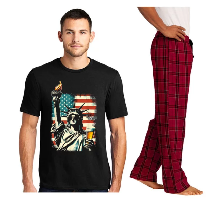 Usa Statue Of Liberty 4th Of July Party Beer Funny Patriotic Pajama Set