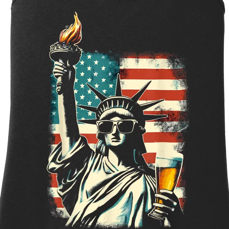 Usa Statue Of Liberty 4th Of July Party Beer Funny Patriotic Ladies Essential Tank