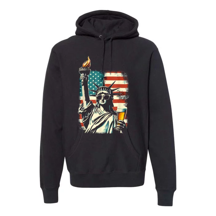 Usa Statue Of Liberty 4th Of July Party Beer Funny Patriotic Premium Hoodie