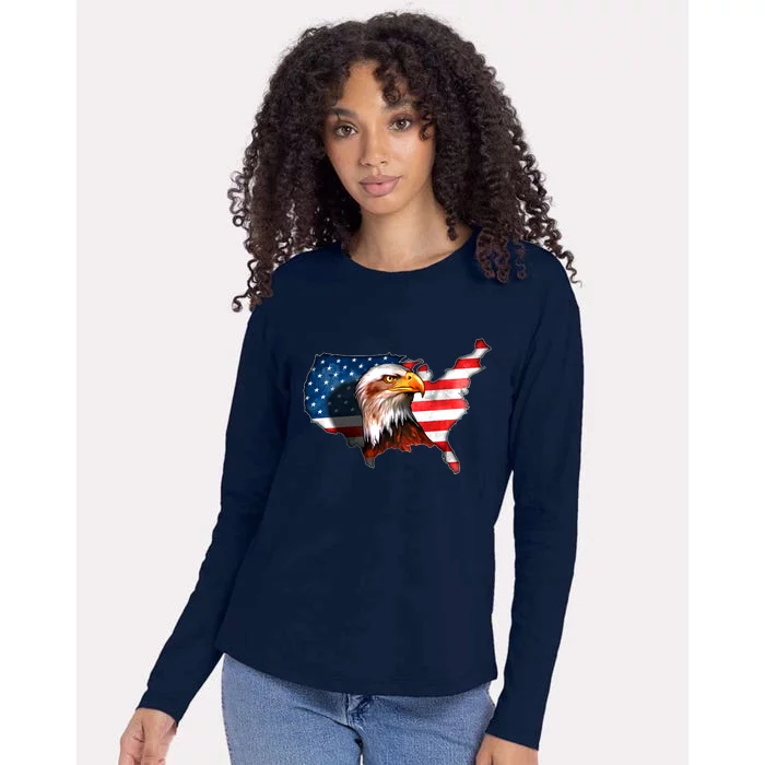 United States Of America Bald Eagle Womens Cotton Relaxed Long Sleeve T-Shirt