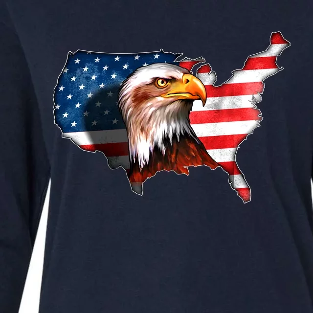 United States Of America Bald Eagle Womens Cotton Relaxed Long Sleeve T-Shirt