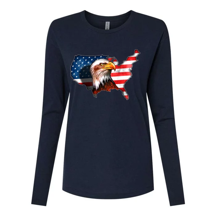 United States Of America Bald Eagle Womens Cotton Relaxed Long Sleeve T-Shirt