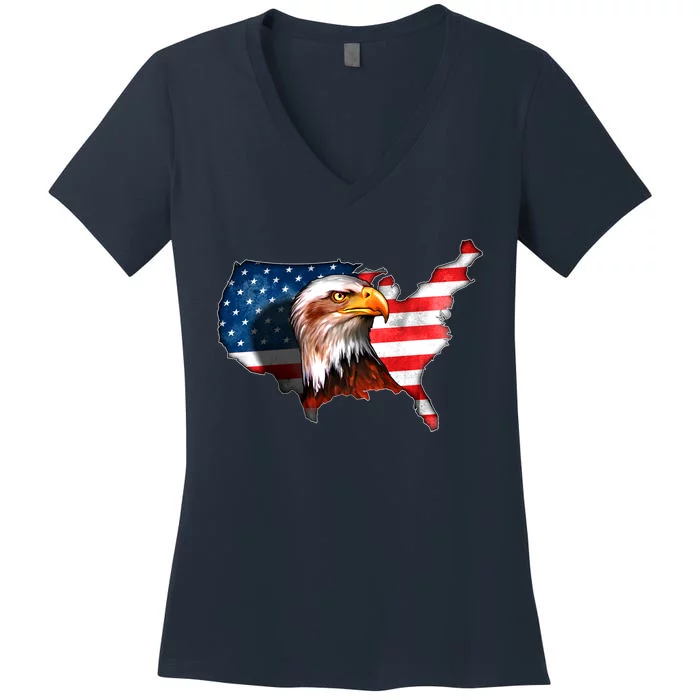 United States Of America Bald Eagle Women's V-Neck T-Shirt