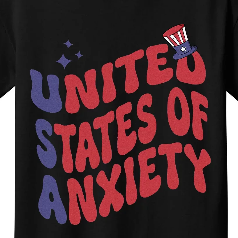 United States of Anxiety Sarcastic USA 4th of July Kids T-Shirt