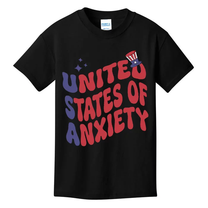 United States of Anxiety Sarcastic USA 4th of July Kids T-Shirt