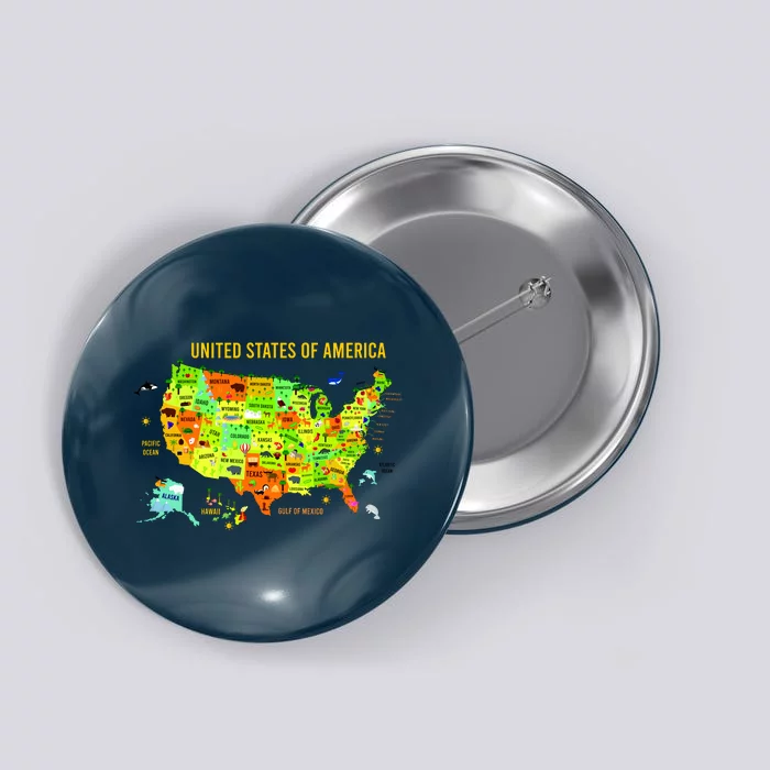 United States Of America Colorful Illustration Button