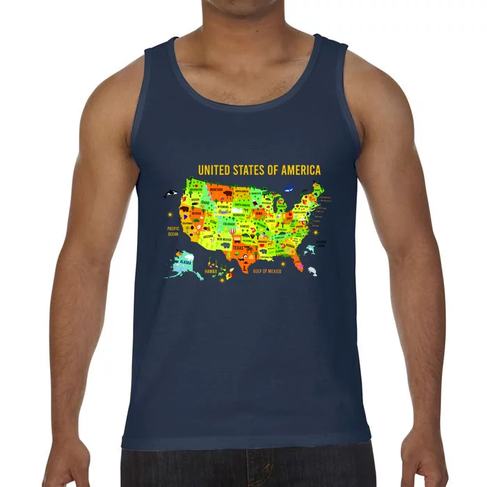 United States Of America Colorful Illustration Comfort Colors® Tank Top