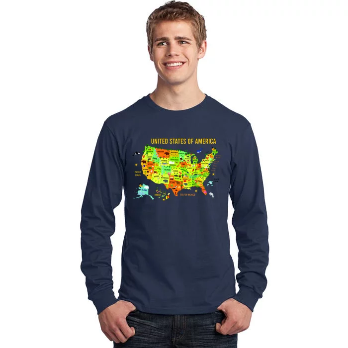 United States Of America Colorful Illustration Tall Long Sleeve T-Shirt