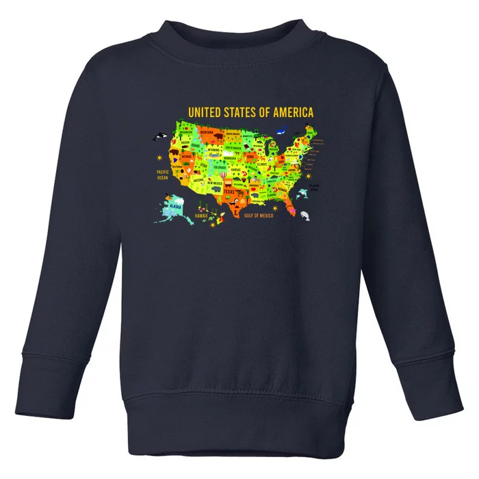 United States Of America Colorful Illustration Toddler Sweatshirt