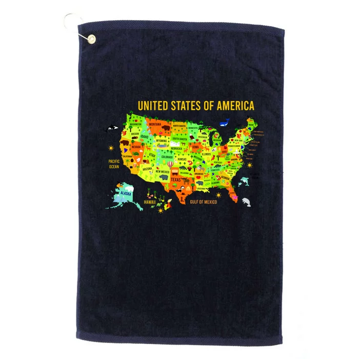 United States Of America Colorful Illustration Platinum Collection Golf Towel