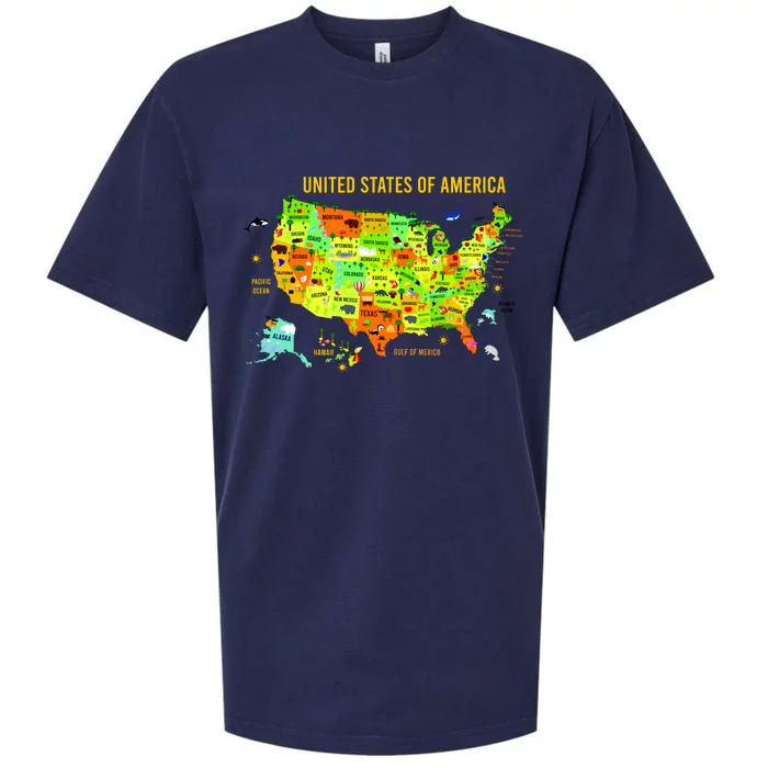 United States Of America Colorful Illustration Sueded Cloud Jersey T-Shirt