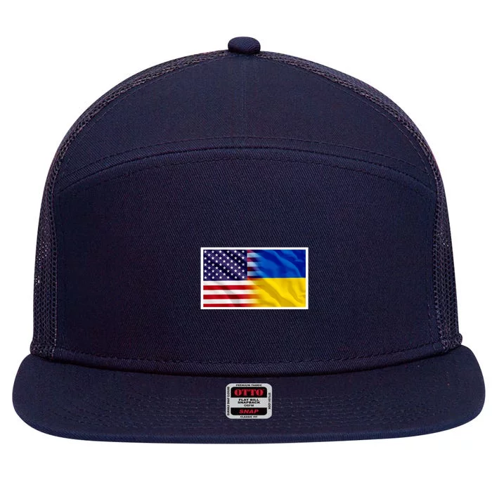 United States Of America I Stand With Ukraine Flag Support 7 Panel Mesh Trucker Snapback Hat