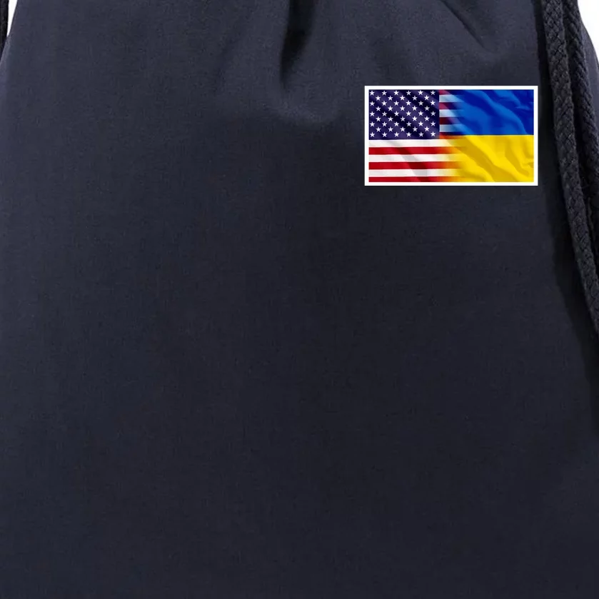 United States Of America I Stand With Ukraine Flag Support Drawstring Bag