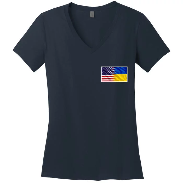 United States Of America I Stand With Ukraine Flag Support Women's V-Neck T-Shirt