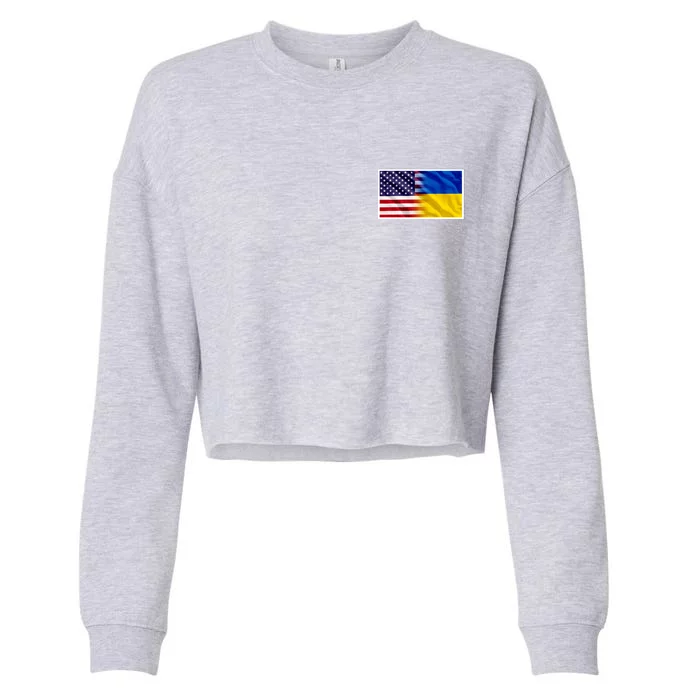 United States Of America I Stand With Ukraine Flag Support Cropped Pullover Crew