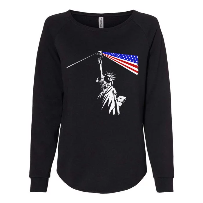 Usa Statue Of Liberty 4th Of July Novelty Funny Patriotic Womens California Wash Sweatshirt