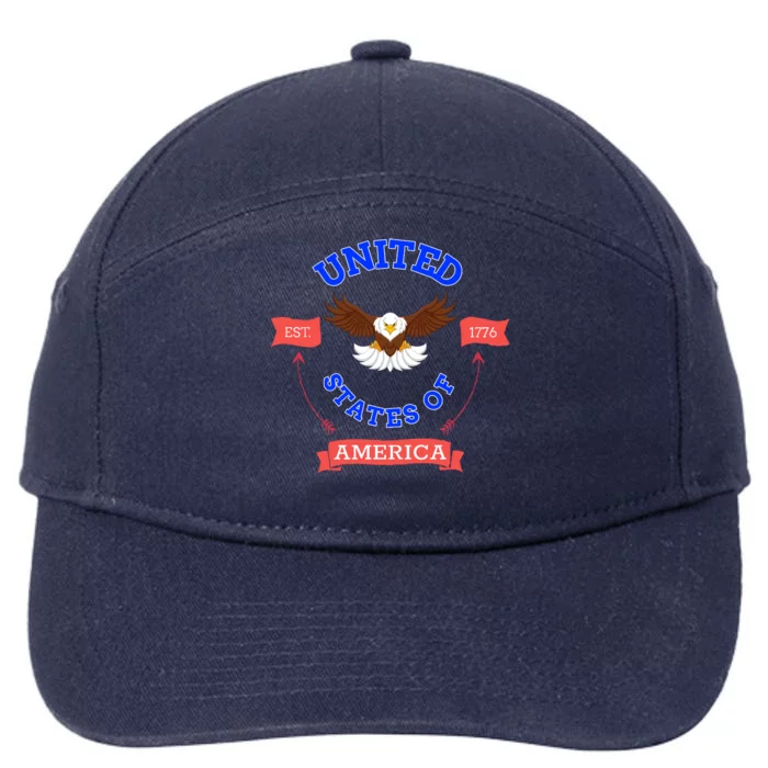 United States Of America Est 1776 Gift 7-Panel Snapback Hat