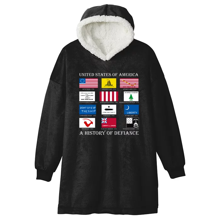 United States Of America History Flags Of Defiance Hooded Wearable Blanket