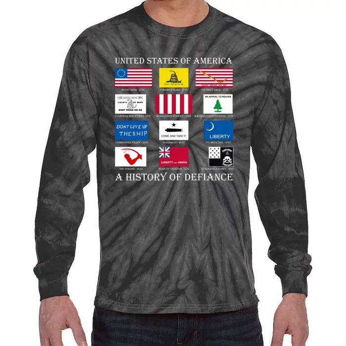 United States Of America History Flags Of Defiance Tie-Dye Long Sleeve Shirt