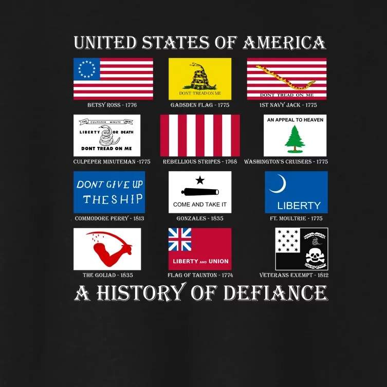 United States Of America History Flags Of Defiance Women's Crop Top Tee