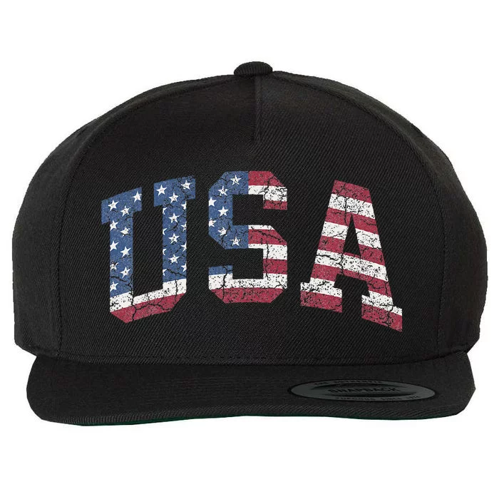 USA Shirt    Patriotic American Flag Distressed Wool Snapback Cap