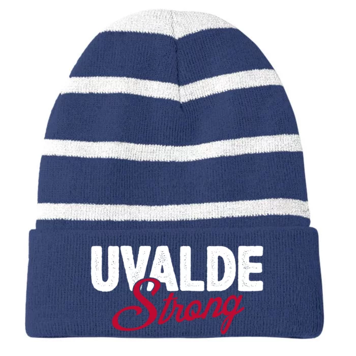 Uvalde Strong Pray For Texas Striped Beanie with Solid Band