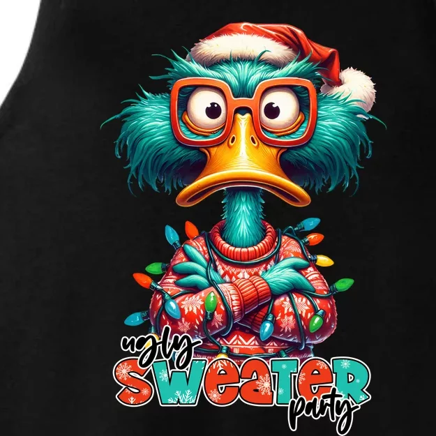 Ugly Sweater Party Funny Sarcastic Grumpy Duck Christmas Ladies Tri-Blend Wicking Tank