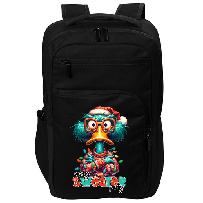 Ugly Sweater Party Funny Sarcastic Grumpy Duck Christmas Impact Tech Backpack