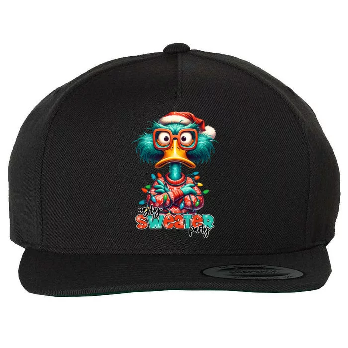 Ugly Sweater Party Funny Sarcastic Grumpy Duck Christmas Wool Snapback Cap