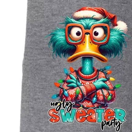 Ugly Sweater Party Funny Sarcastic Grumpy Duck Christmas Doggie 3-End Fleece Hoodie