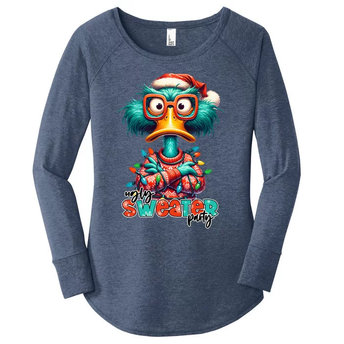 Ugly Sweater Party Funny Sarcastic Grumpy Duck Christmas Women's Perfect Tri Tunic Long Sleeve Shirt