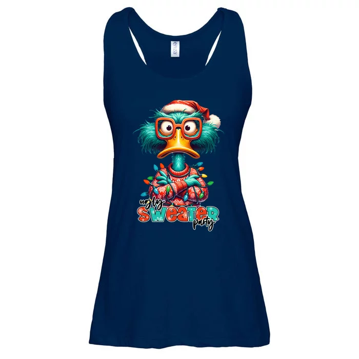 Ugly Sweater Party Funny Sarcastic Grumpy Duck Christmas Ladies Essential Flowy Tank