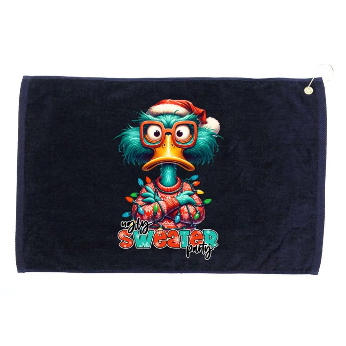 Ugly Sweater Party Funny Sarcastic Grumpy Duck Christmas Grommeted Golf Towel