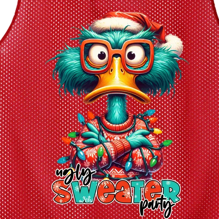 Ugly Sweater Party Funny Sarcastic Grumpy Duck Christmas Mesh Reversible Basketball Jersey Tank