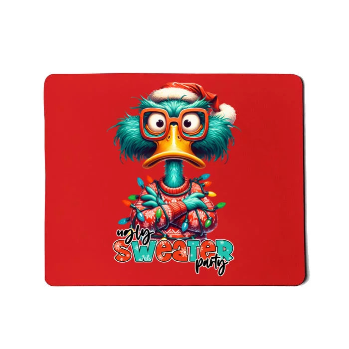 Ugly Sweater Party Funny Sarcastic Grumpy Duck Christmas Mousepad