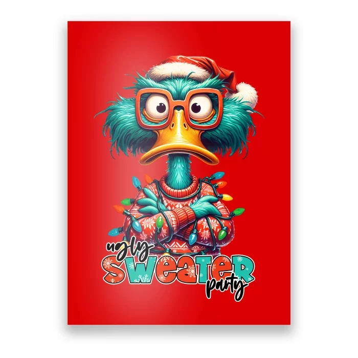 Ugly Sweater Party Funny Sarcastic Grumpy Duck Christmas Poster