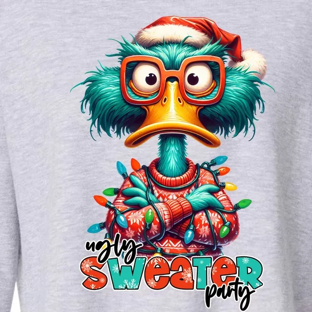 Ugly Sweater Party Funny Sarcastic Grumpy Duck Christmas Cropped Pullover Crew