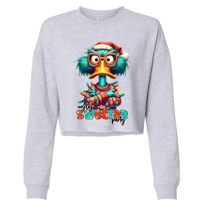 Ugly Sweater Party Funny Sarcastic Grumpy Duck Christmas Cropped Pullover Crew