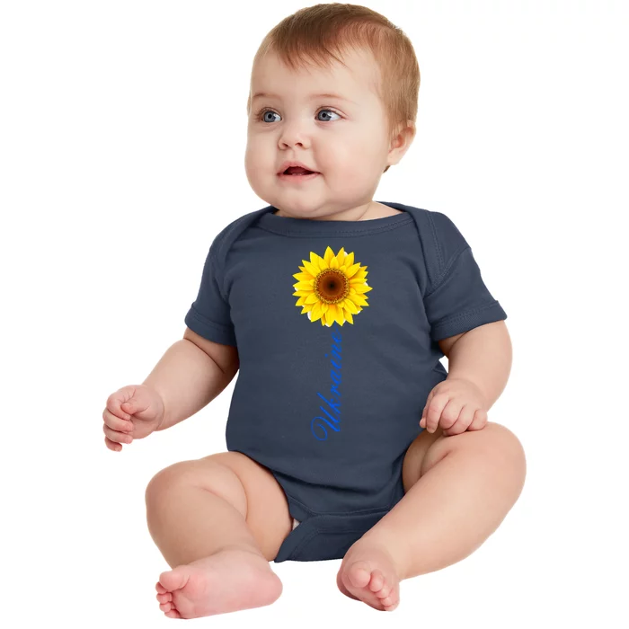 Ukraine Sunflower Peace Stop War Stand With Ukraine Baby Bodysuit