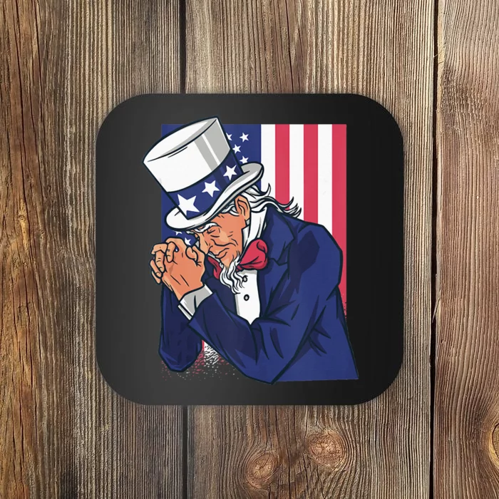 Uncle Sam Praying Us American Patriotic Culture 4th July Coaster