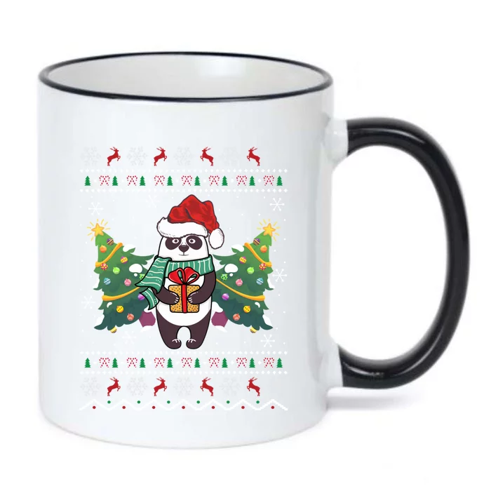 Ugly Sweater Panda Lover Xmas Tree Santa Panda Christmas Gift Black Color Changing Mug