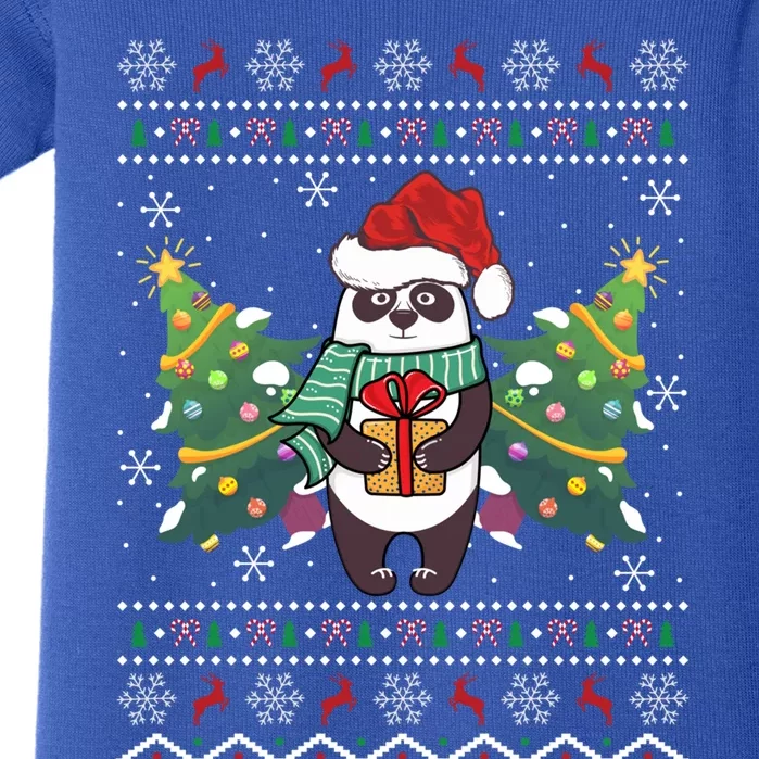 Ugly Sweater Panda Lover Xmas Tree Santa Panda Christmas Gift Baby Bodysuit