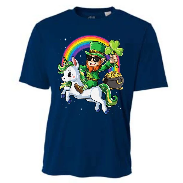 Unicorn St Patricks Day Leprechaun Shamrock Cooling Performance Crew T-Shirt