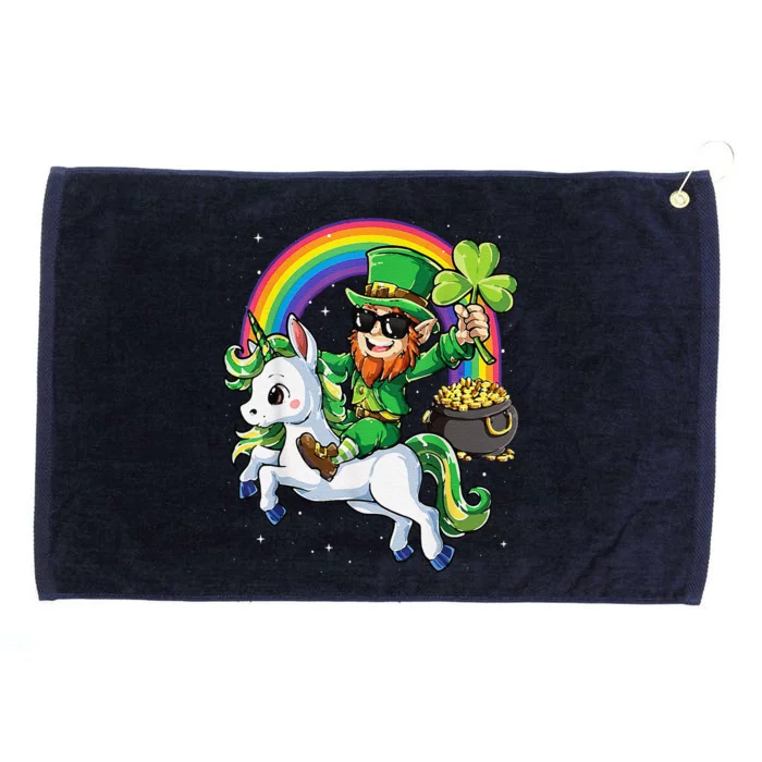 Unicorn St Patricks Day Leprechaun Shamrock Grommeted Golf Towel