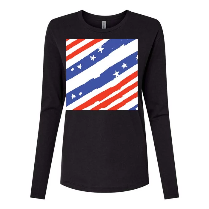 United States Patriotic Flag Womens Cotton Relaxed Long Sleeve T-Shirt